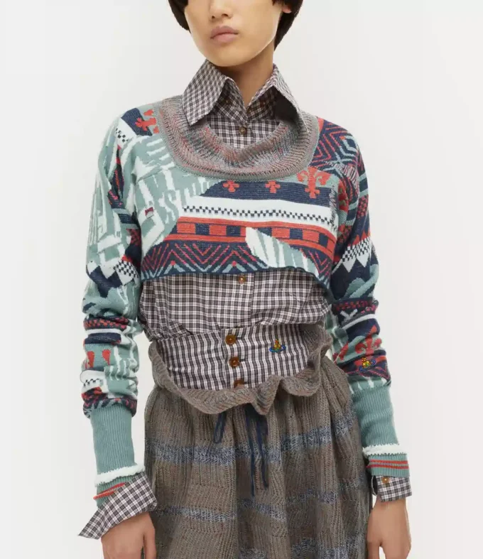 Broken Fair Isle Cropped Top